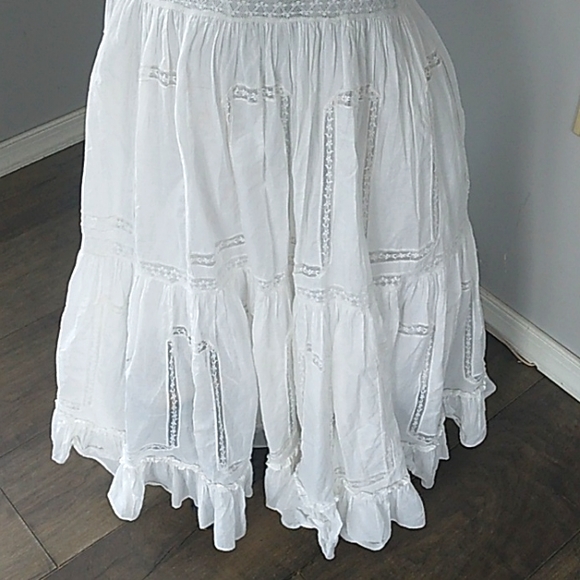 VTG Y2K COTTAGECORE WHITE/LACE COTTON PRAIRIE  MIDI DRESS INDIA MADE WOMANS S - Picture 3 of 7